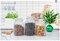 Airtight Food Storage Containers - Retro Design - Pantry Organisation, Glass Canisters Storage for Cookies, Tea, Sugar, Candy Jars, Sugar Packet, Set of 3